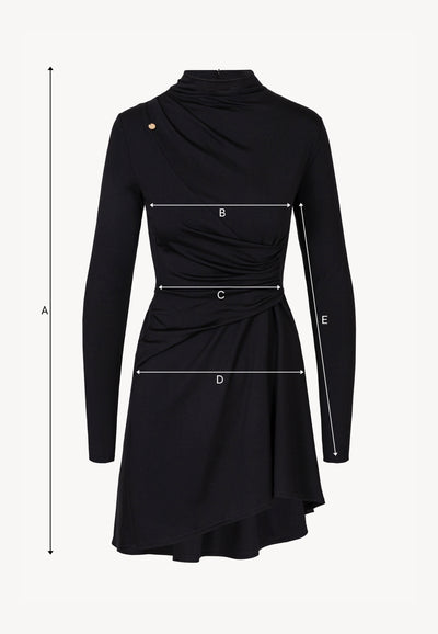 SALOMEI black dress with ruching at the waist