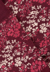 Women's floral socks with ribbed cuff SERAFIL in burgundy