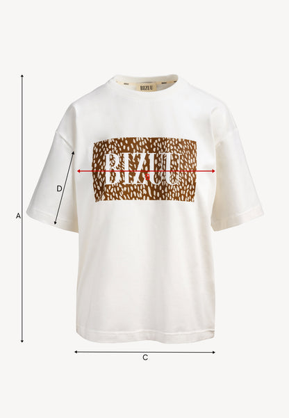 Cream oversized SIME T-shirt with a logo