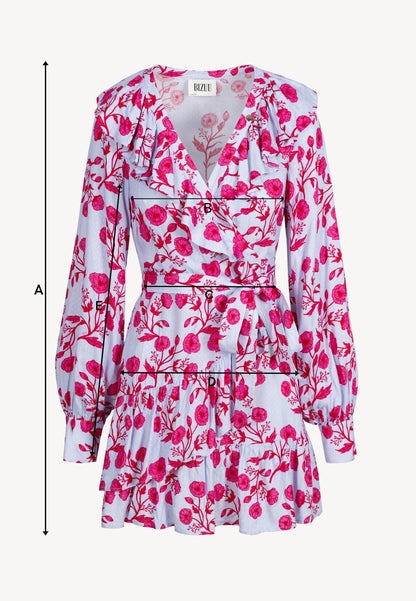 Blue wrap-style mini dress SYMA