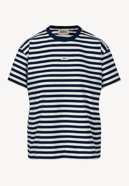 Cotton TISHALLY T-shirt in cream and navy stripes