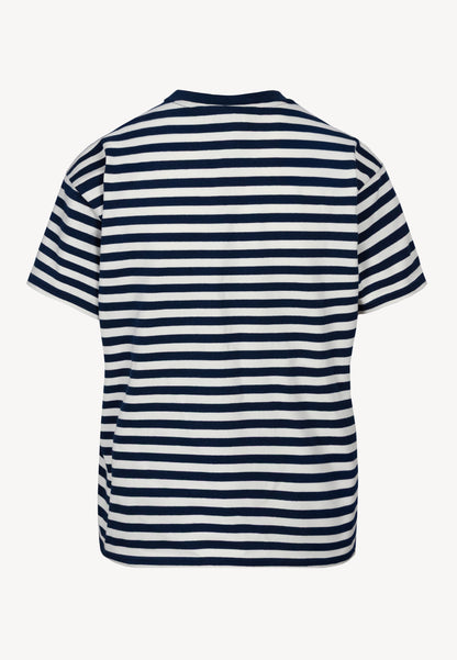 Cotton TISHALLY T-shirt in cream and navy stripes