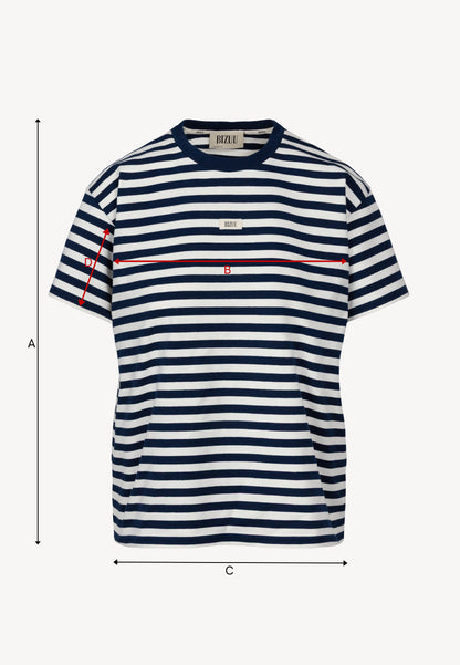 Cotton TISHALLY T-shirt in cream and navy stripes