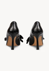 High heel stilettos with bow and embossed logo VALERIA black