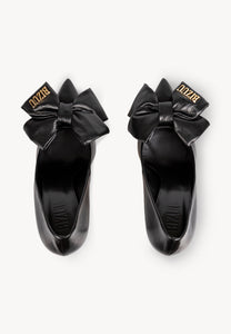 High heel stilettos with bow and embossed logo VALERIA black