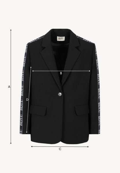 Black oversized VANDA blazer with contrast trim