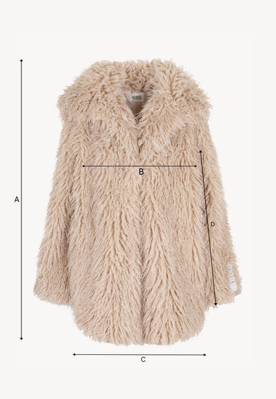 Beige VICENZA long-hair faux fur coat.