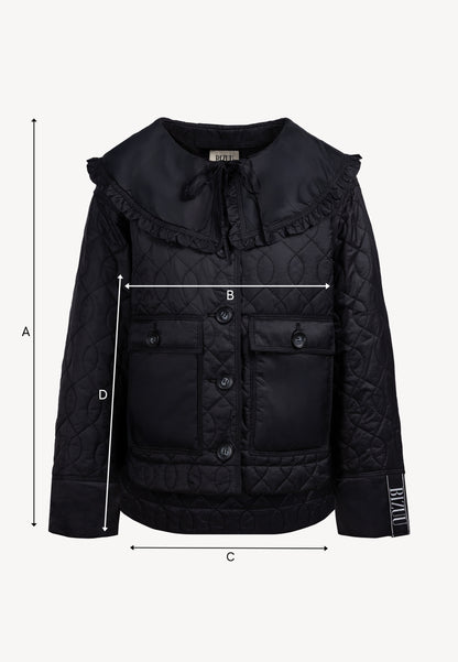 Black quilted jacket with a decorative collar ZANNI