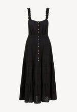 Load image into Gallery viewer, TEIDE maxi black dress with slit waist