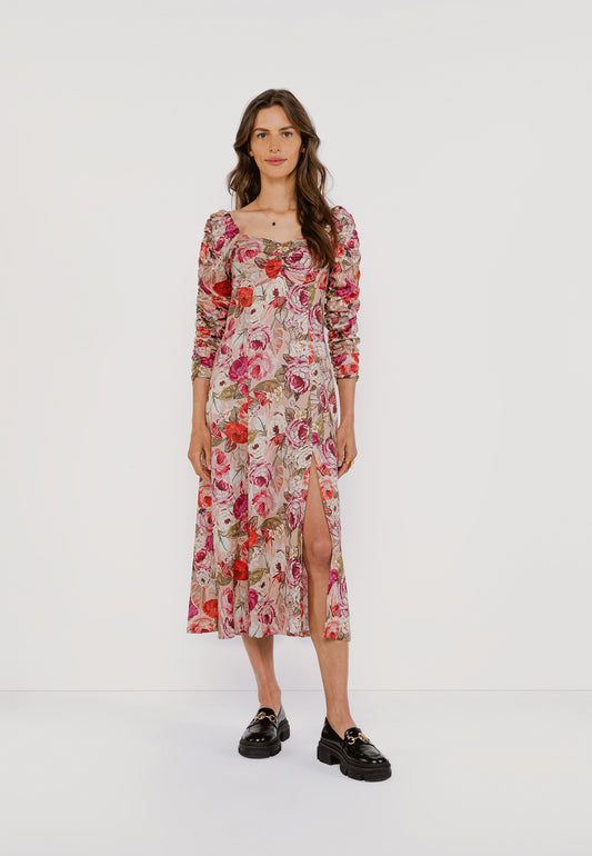 NANIE TROPROSE floral midi dress with leg slit
