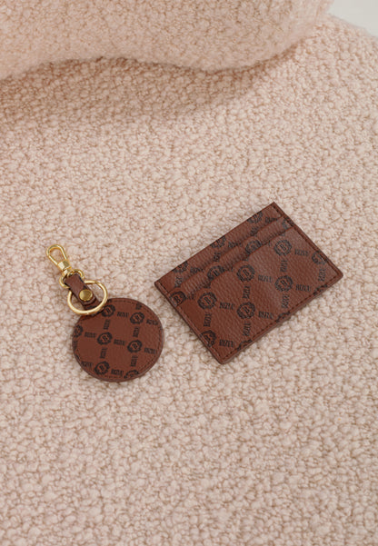 HOLDIE brown card case with a logo print