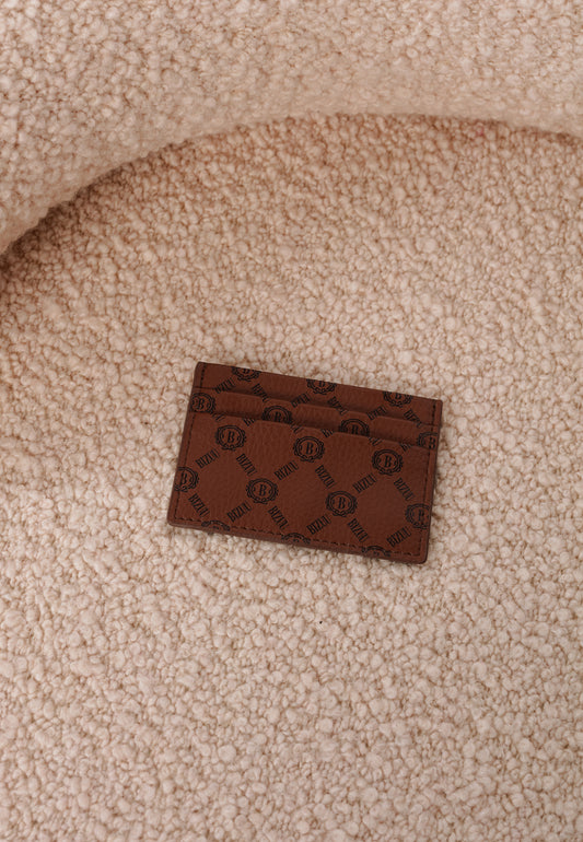 HOLDIE brown card case with a logo print