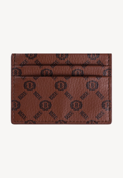 HOLDIE brown card case with a logo print