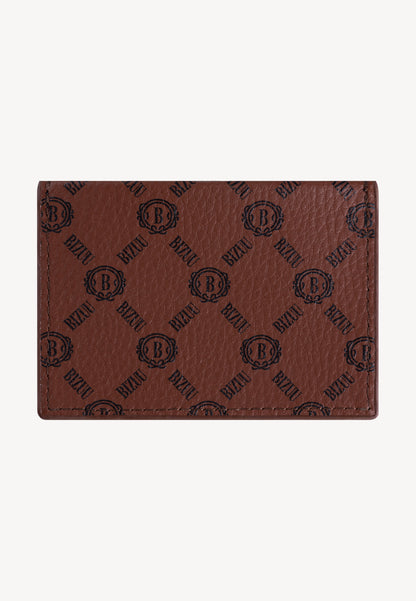 HOLDIE brown card case with a logo print