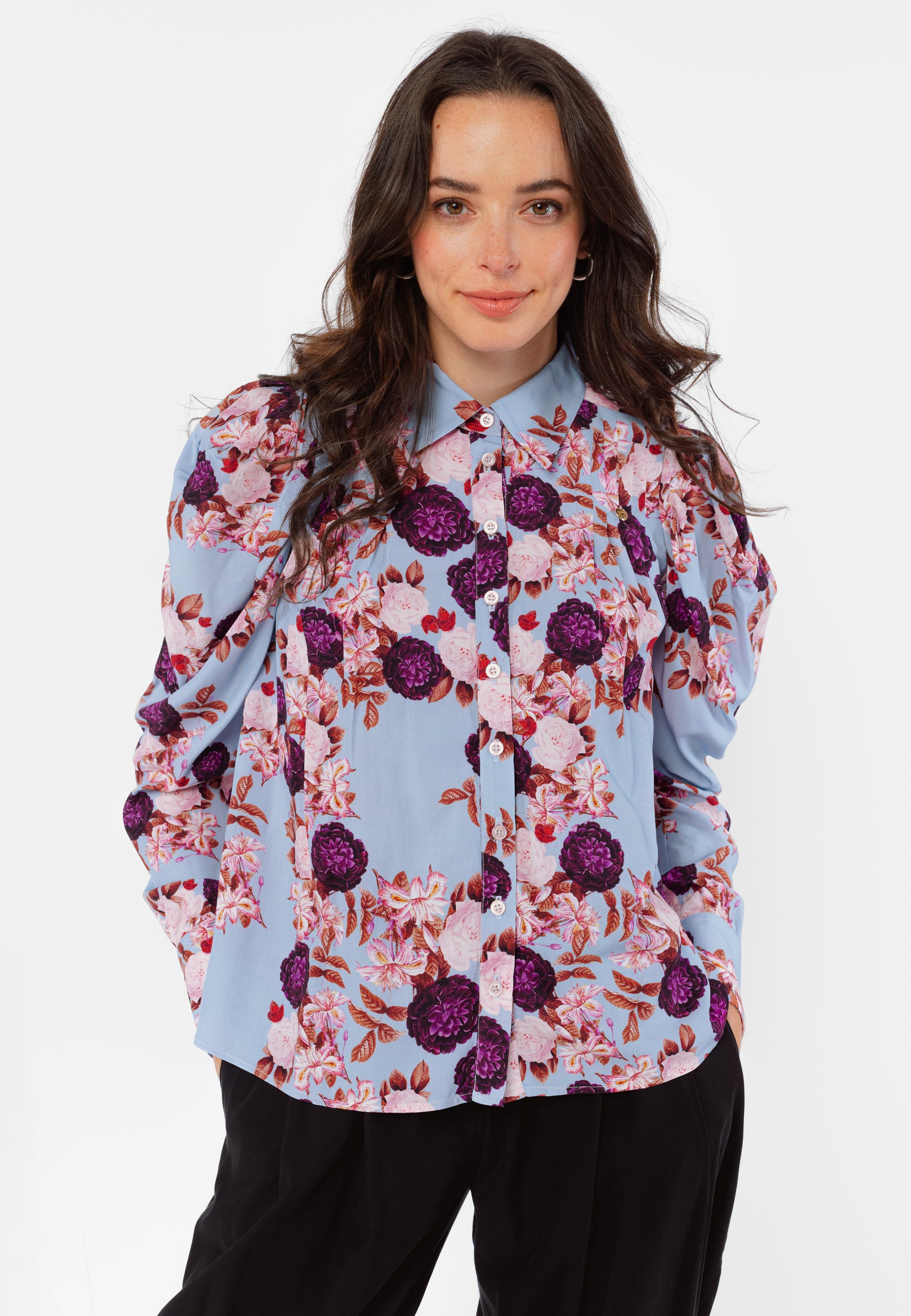 GUARDIANA blue shirt with a floral print