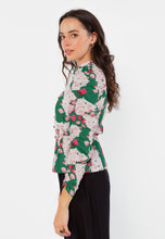 Load image into Gallery viewer, RESSA green blouse with a heart-shaped neckline
