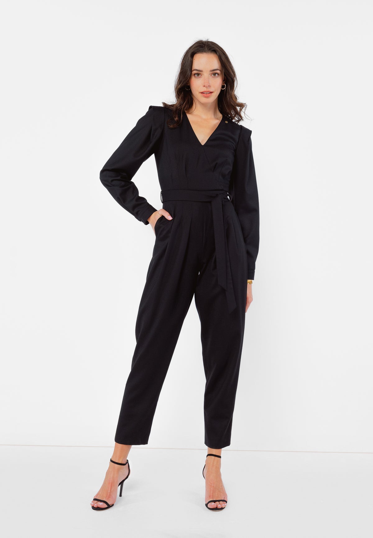 ALINE black V-neck jumpsuit