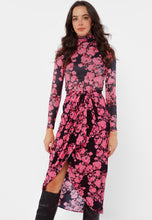 Load image into Gallery viewer, BUALA black wrap midi skirt with a floral print
