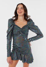 Load image into Gallery viewer, DITJA silver mini dress with glamorous shine