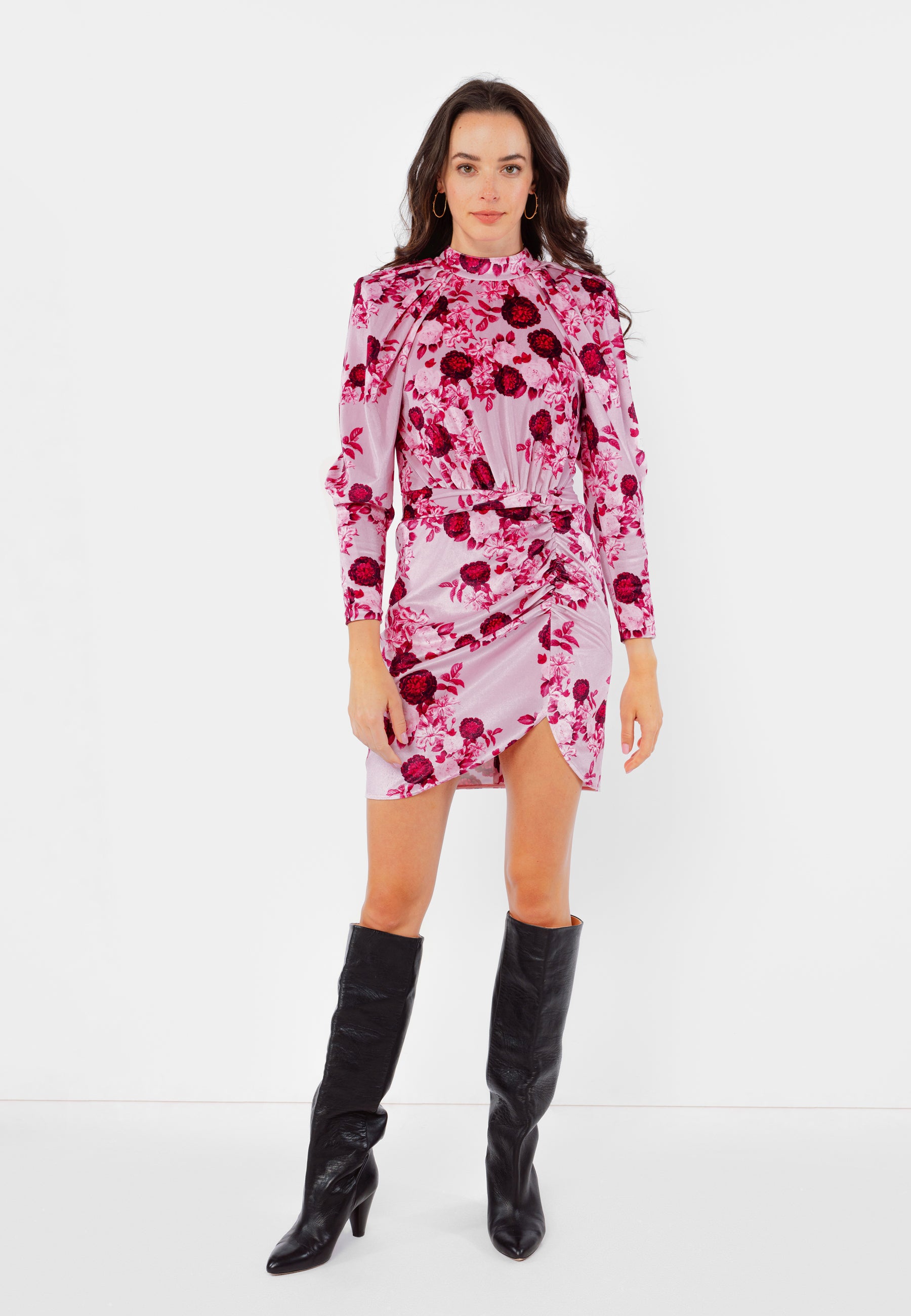 HANNAH pink mini dress with striking crease