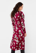 Load image into Gallery viewer, LAPLAZI burgundy midi dress with a delicately pointed neckline