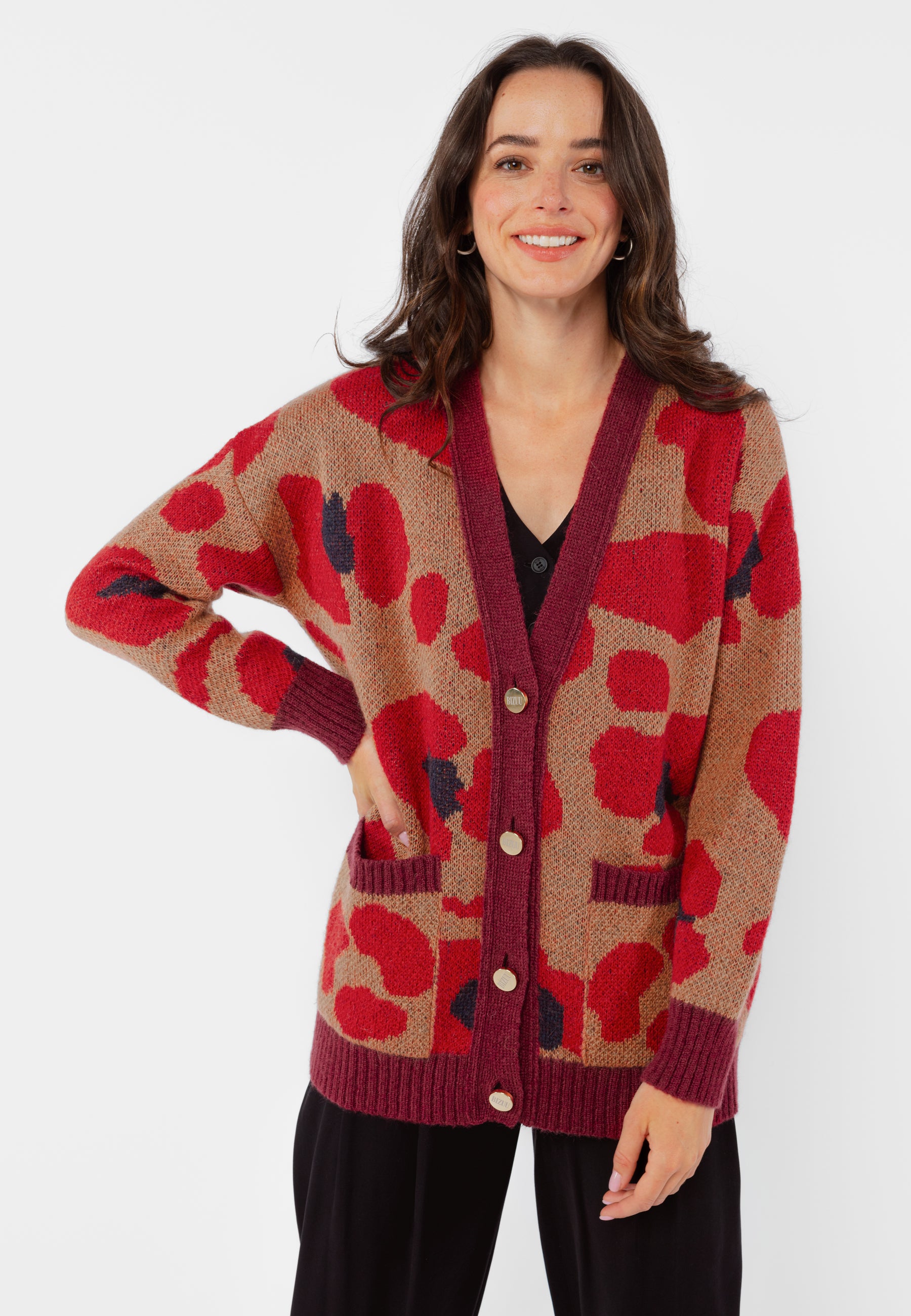 GLOS red cardigan with pockets
