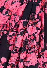 Load image into Gallery viewer, BUALA black wrap midi skirt with a floral print
