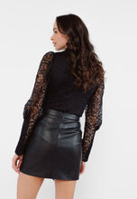 Load image into Gallery viewer, JANISON black eco-leather mini skirt
