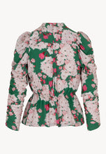 Load image into Gallery viewer, RESSA green blouse with a heart-shaped neckline