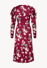Load image into Gallery viewer, LAPLAZI burgundy midi dress with a delicately pointed neckline