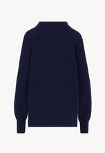 Load image into Gallery viewer, PEGGY navy blue sweater with slightly lowered shoulders