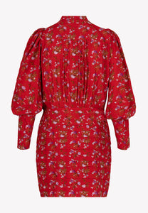 ABRAMA RED LIPS mini dress with a floral print