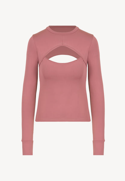IRENE pink fitted blouse with cut-out above the bust