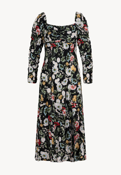 NANIE FALLGARDEN floral midi dress with leg slit