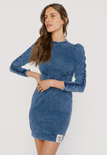 Load image into Gallery viewer, MADDY BIZUUDENIM blue mini dress with puff sleeves