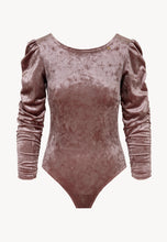 Load image into Gallery viewer, RADDY velour bodysuit with back pleats, pink