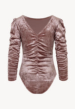 Load image into Gallery viewer, RADDY velour bodysuit with back pleats, pink
