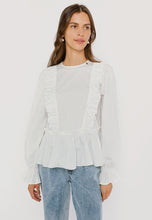 Load image into Gallery viewer, SOCRATA blouse with decorative ruffles, white
