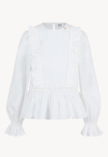 Load image into Gallery viewer, SOCRATA blouse with decorative ruffles, white
