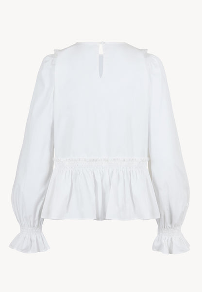 SOCRATA blouse with decorative ruffles, white