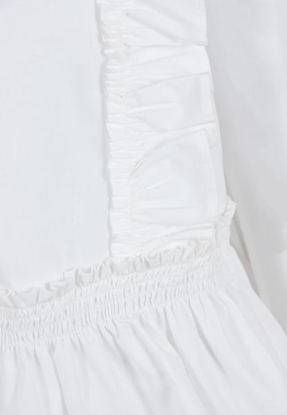 SOCRATA blouse with decorative ruffles, white