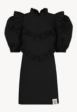 Load image into Gallery viewer, JENNIE dress with frills on the arms, black