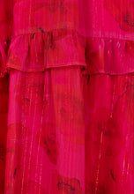 Load image into Gallery viewer, KARROLA REDROSES maxi dress with decorative frills, pink