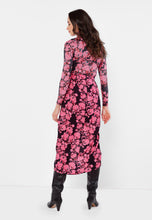 Load image into Gallery viewer, BUALA black wrap midi skirt with a floral print