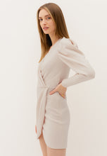 Load image into Gallery viewer, LOUANA beige mini dress with a v-shaped neckline