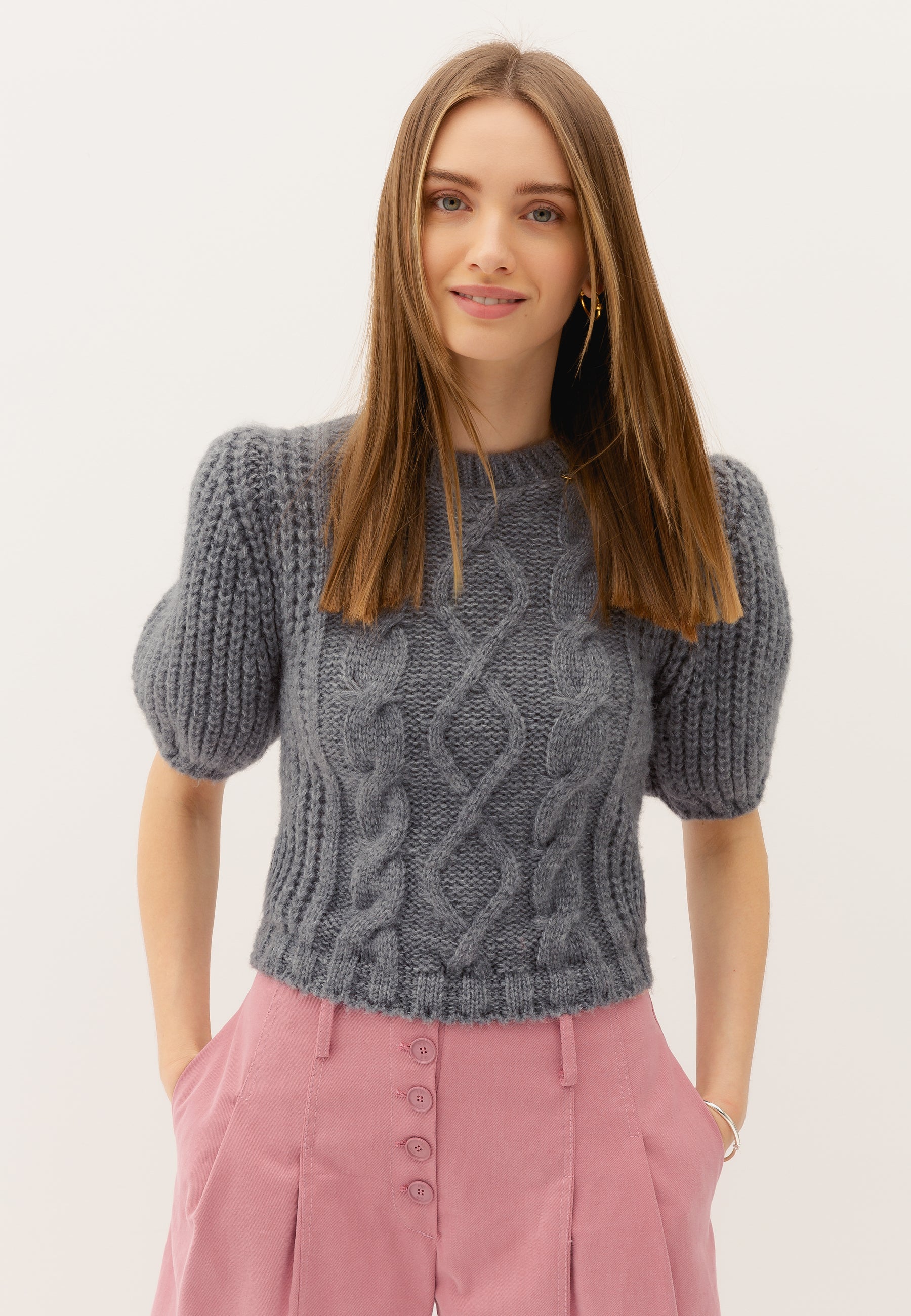 Jumper with embellished interlacing CHICHI in grey