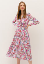 Load image into Gallery viewer, Midi dress with pleated bottom ZELDA BELLA RED in pink
