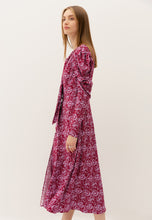 Load image into Gallery viewer, Midi dress with a decorative scarf COCORA MILEY in claret