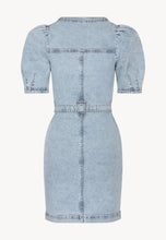 Load image into Gallery viewer, Denim dress with puffed sleeves WAZO in blue
