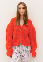 Load image into Gallery viewer, CLARA short cardigan with embossed pattern, orange